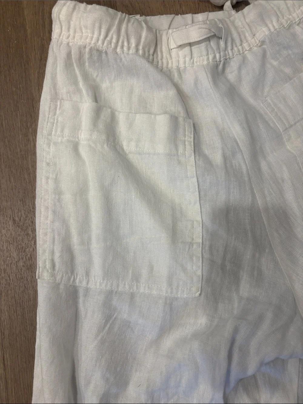 Zara men White Linen Drawstring Chinos